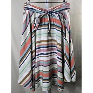 Flint & Moss Multi Stripe Linen Blend Midi Skirt Flare Women’s PS/P Excellent